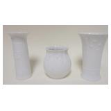 1272	AK KAISER LOT OF 3 PORCELAIN VASES W/FLORAL MOTIF, TALLEST IS 6 3/4 IN HIGH