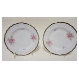 1283	HOLLOHAZA HUNGRY PLATES, GOLD RIM & FLORAL BORDER, 7 1/2 IN