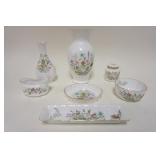 1286	AYNSLEY CHINA LOT, BUD VASES, TRAYS, COVERED BOX, WILD TUDOR AYNSLEY