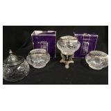 1301	EDINBURGH CRYSTAL LOT, ROSEBOWLS & COVERED JAR