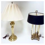 1313	2 BRASS TABLE LAMPS, BULLIOT & BRASS STIFFEL TALLEST IS 31 IN 