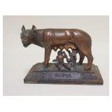 1328	COPPER STATUE OF ROMULUS & REMUS & THE WOLF *ROMA* *S.P.Q.R.* 8 IN W 6 IN H 