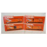 1099	LOT OF 4 LIONEL MODEL TRAINS ALL ARE WESTERN PACIFIC BOX CAR NO. 6-9723