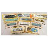 1112	LOT OF 10 BACHMANN HO GAUGE MODEL TRAINS PLUS A POWER PACK FOR N & HO GAUGE