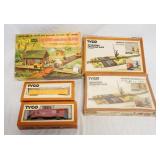 1129	LOT OF TYCO MODEL TRAINS/BUILDING KITS. LOT INCLUDES TWO TYCO HO GAUGE MODEL TRAINS & THREE BUI