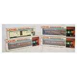 1150	4 LIONEL O & O27 GAUGE MODEL TRAINS. THREE ARE CHICAGO & ALTON WILSON PASSENGER CAR 6-9558, ONE