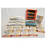 1225	LARGE LOT OF ATLAS HO GAUGE MODEL TRAIN ACCESSORIES, LOT INCLUDES 4 PLATE GIRDER BRIDGES, BRIDG