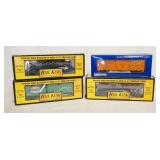 1286	LOT OF 4 O/O27 GAUGE MODEL TRAINS THREE ARE RAIL  KING ONE IS INDUSTRIAL RAIL