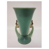 1001	ROSEVILLE GREEN PINECONE TRUMPET VASE, HAS ORIGINAL STICKER, 10 1/2 IN