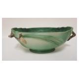 1007	ROSEVILLE GREEN PINECONE OVAL BOWL, 10 3/4 IN ACROSS THE HANDLES