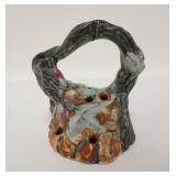 1009	WELLER WARWICK FLOWER FROG, BASKET FORM, 5 1/2 IN HIGH