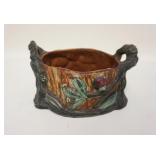 1014	WELLER WARWICK ROUND BOWL W/HANDLES, 8 1/2 IN ACROSS THE HANDLES