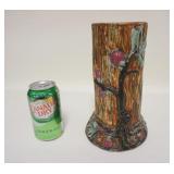 1019	WELLER WARWICK TREE TRUNK VASE, 9 3/4 IN IGH