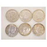 1051	6-1964 KENNEDY SILVER HALF DOLLARS