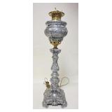 1070	ORNATE BRADLEY & HUBBARD BANQUET LAMP, ELECTRIFIED, HAS CHERUBS, LION HEADS, WARRIOR FACES, ETC