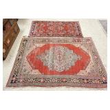 1085	2 SMALL PERSIAN THROW RUGS, WARE ON BOTH, LARGEST IS 4 FT X 6 FT