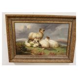 1094	ANTIQUE OIL ON CANVAS OF SHEEP BY ROSA BONHEUR, 1822-1899, HAS BEEN RESTORED W/RESTORATION INFO