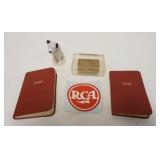 1122	VINTAGE RCA LOT, 1941-1951, RCA DAVID SARNOFF RESEARCH LABORATORY PAPERWEIGHT, RCA NIPPER SHAKE
