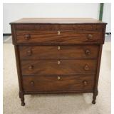1134	ANTIQUE COUNTRY SHERATON STYLE CHEST, 4 DRAWER, APPROXIMATELY 40 IN X 20 IN X 43 IN HIGH