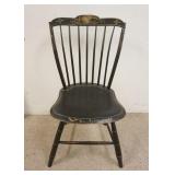 1137	ANTIQUE PAINT DECORATED & STENCILED WINDSOR CHAIR, BENTWOOD BACK, SPLAY LEG