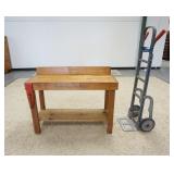 1142	CHILDS PINE WORK BENCH MARKED *SANDY-LAN TOOL BENCH*, 42 IN X 17 IN X 32 IN HIGH