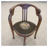 1149	VICTORIAN SEMI CIRCULAR CHAIR W/WINGED GRIFFENS & NEEDLEPOINT SEAT
