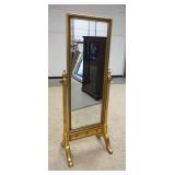 1166	GILT WOOD DECORATED CHEVEL MIRROR, 25 3/4 IN X 65 IN
