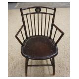 1170	ANTIQUE BIRD CAGE WINDSOR ARMCHAIR, SIGNED UNDERNEATH