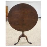 1171	ANTIQUE WALNUT TILT TOP TABLE, SNAKE FOOT, 28 3/4 IN X 27 IN HIGH