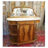 1174	FRENCH MARBLE TOP SERVER W/BEVELED MIRROR BACK & BRONZE MOUNTS, 51 IN X 20 IN X 60 IN HIGH