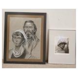 1177	2 PIECES OF FRAMED ARTWORK, PENCIL SIGNED LIMITED EDITION PRINT, 1971, #72 ON 260, 15 1/4 IN X 