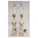 1181	PAIR OF CARVED MARBLE LAMPS, 27 IN HIGH