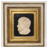 1187	FRAMED CARVED STONE PROFILE BUST OF A BEARDED MAN, 14 1/2 IN X 15 1/2 IN INCLUDING FRAME