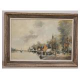 1188	F ROBERTS OIL ON CANVAS, CONTINENTAL SCENE, 42 1/2 IN X 30 3/8 IN INCLUDING FRAME