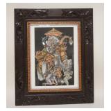 1191	ASIAN ARTWORK IN CARVED FRAME, 19 IN X 23 IN INCLUDING FRAME