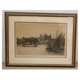 1195	CONTINENTAL ENGRAVING BY CE HOLLOWAY, 1884, 29 IN X 22 3/4 IN INCLUDING FRAME