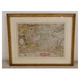 1197	EARLY MAP OF ITALY PIEMONT, INFORMATION ON REVERSE, HANDCOLORED, 33 IN X 23 IN INCLUDING FRAME