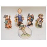 1205	GROUP OF 5 HUMMELS, 4 FIGURES & WALL POCKET, TALLEST IS 7 IN