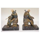 1211	1932 BOOKENDS DEPICTING CELLISTS SIGNED ON MARBLE BASES, 6 1/2 IN HIGH
