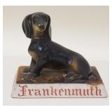 1219	FRANKENMUTH BEER & ALE ADVERTISING PIECE W/DOG, COUPLE OF MINOR NICKS, 7 IN X 4 IN X 6 IN HIGH