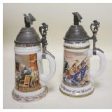 1223	2 CONTEMPORARY PATRIOTIC STEINS, W/LITHOPHANE BASES, DECLARATION OF INDEPENDENCE & 200 YEARS OF