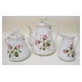 1224	MOSS ROSE IRONSTONE 2 PIECE COFFEE SET, W.M. CO