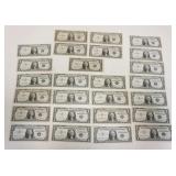 1257	LARGE LOT OF SILVER CERTIFICATES INCLUDES 5-1935 & 21-1957