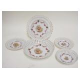 1262	LOT OF 5 GERMAN RIBBON EDGE PLATES & BOWLS, LARGEST IS 7 3/4 IN