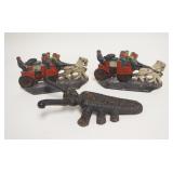 1263	3 PIECES CAST IRON, 2 COACH DOOR STOPS AND A BEETLE BOOT JACK