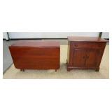 1268	2 PIECES FURNITURE, HEYWOOD WAKEFIELD SMALL CABINET, ONE DRAWER , 2 DOORS & A DROP LEAF TABLE W
