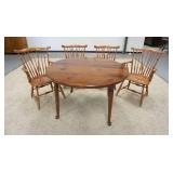 1273	48 IN ROUND TABLE W/4 WINDSOR STYLE CHAIRS, 2 ARM, 2 SIDE