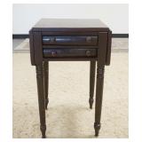 1288	2 DRAWER DROP LEAF STAND W/TURNED LEGS, 17 1/2 IN X 16 3/4 IN CLOSED, DROPS ARE 8 3/8 IN, 28 3/