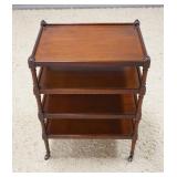1295	FERGUSON 4 TIER MAHOGANY SHELF, SIGNED AND HAS ORIGINAL LABEL, 14 IN X 19 IN X 25 1/2 IN HIGH