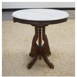 1296	OVAL VICTORIAN MARBLE TOP TABLE, 28 1/2 IN X 19 1/2 IN X26 1/2 IN HIGH